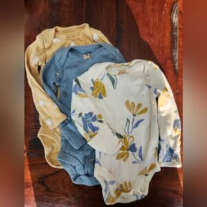 Mustard and Blue 3 Onesies